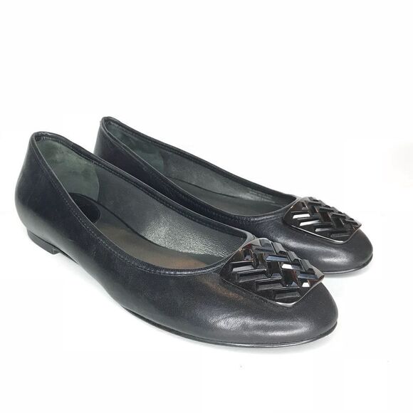 Cole Haan Sz 6.5 Black Leather Ballet Flat Nike - Picture 1 of 5